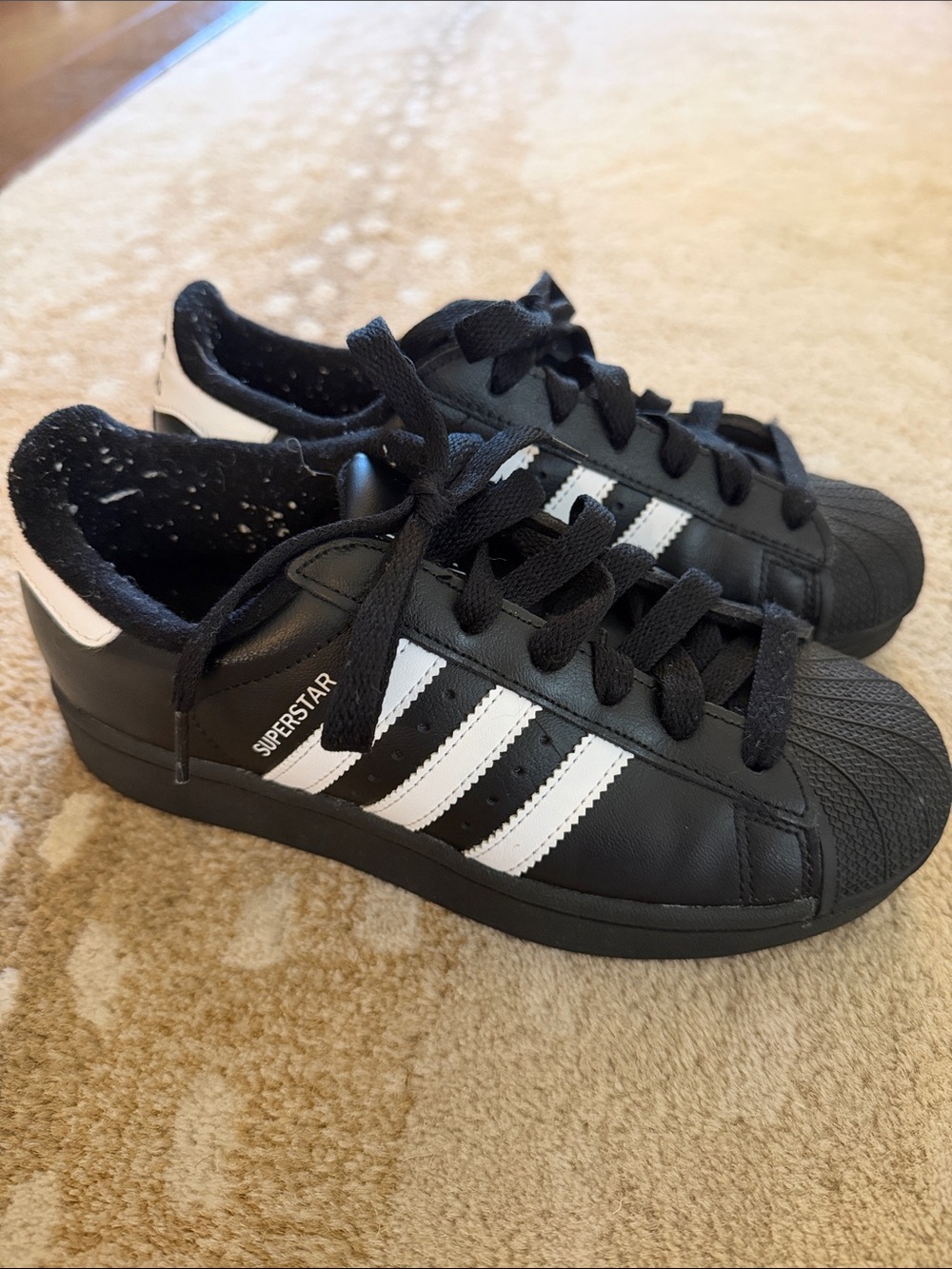 adidas Kids Superstar Black with White Stripes Sneakers